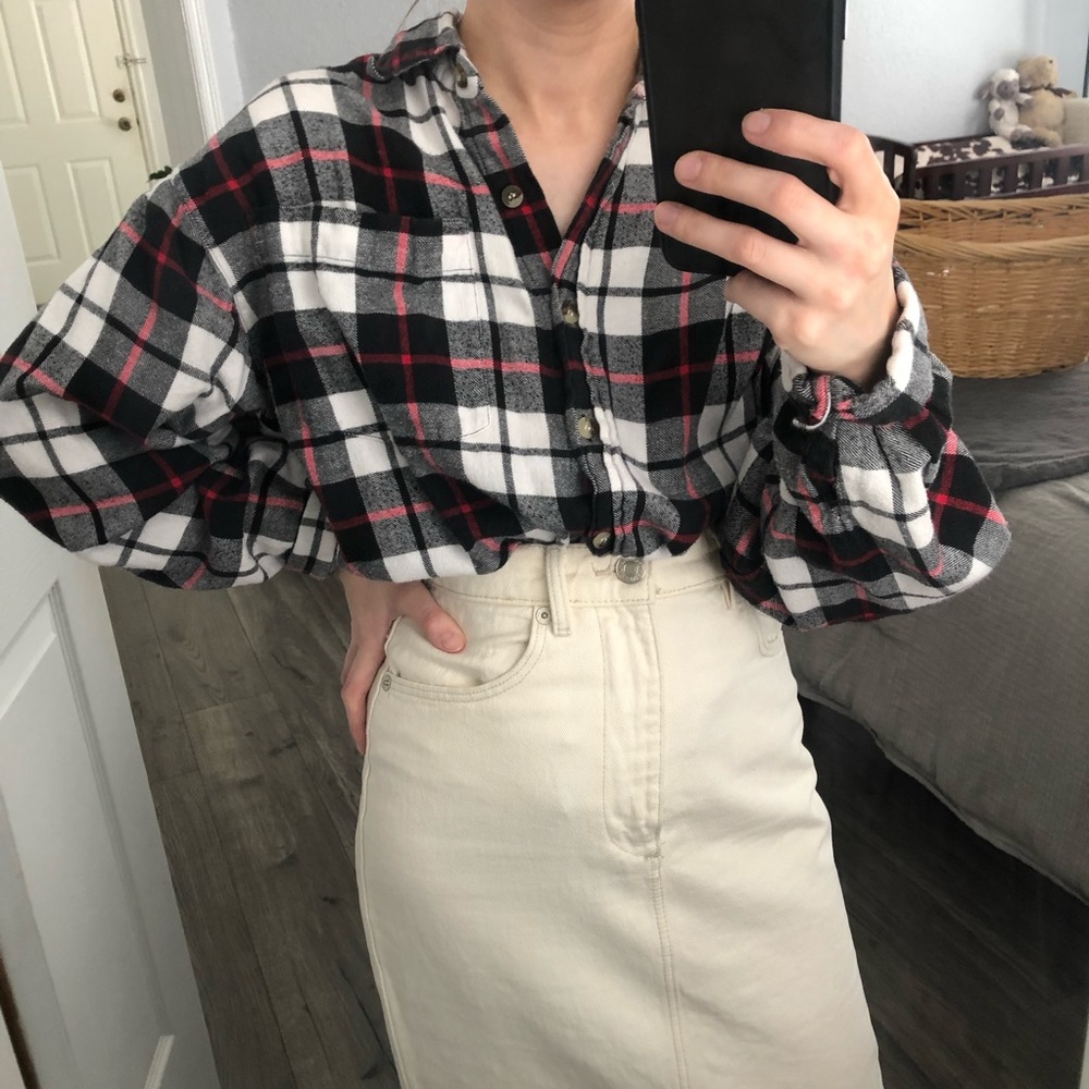 Slouchy Plaid Button Down Shirt